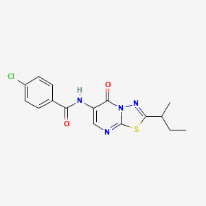 molecular formula C16H15ClN4O2S B4686315 N-(2-sec-butyl-5-oxo-5H-[1,3,4]thiadiazolo[3,2-a]pyrimidin-6-yl)-4-chlorobenzamide 