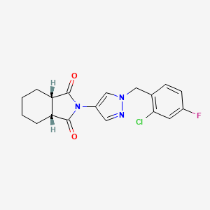 molecular formula C18H17ClFN3O2 B4686316 (3aR,7aS)-2-[1-(2-chloro-4-fluorobenzyl)-1H-pyrazol-4-yl]hexahydro-1H-isoindole-1,3(2H)-dione 