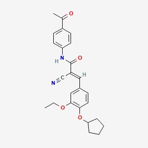 molecular formula C25H26N2O4 B4686331 N-(4-acetylphenyl)-2-cyano-3-[4-(cyclopentyloxy)-3-ethoxyphenyl]acrylamide 