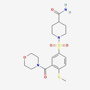 molecular formula C18H25N3O5S2 B4686343 1-{[4-(methylthio)-3-(4-morpholinylcarbonyl)phenyl]sulfonyl}-4-piperidinecarboxamide 