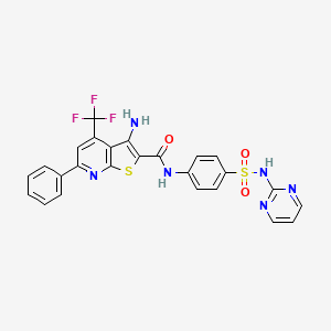 molecular formula C25H17F3N6O3S2 B4686375 3-amino-6-phenyl-N-{4-[(2-pyrimidinylamino)sulfonyl]phenyl}-4-(trifluoromethyl)thieno[2,3-b]pyridine-2-carboxamide 