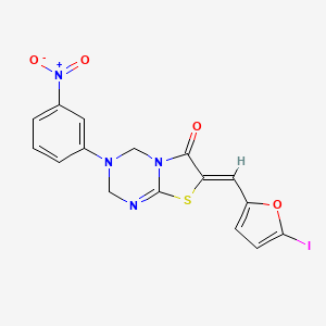 7-[(5-iodo-2-furyl)methylene]-3-(3-nitrophenyl)-3,4-dihydro-2H-[1,3]thiazolo[3,2-a][1,3,5]triazin-6(7H)-one