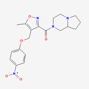 molecular formula C19H22N4O5 B4686433 2-({5-methyl-4-[(4-nitrophenoxy)methyl]-3-isoxazolyl}carbonyl)octahydropyrrolo[1,2-a]pyrazine 