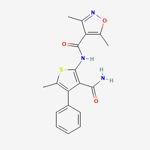 N-(3-CARBAMOYL-5-METHYL-4-PHENYL-2-THIENYL)-3,5-DIMETHYL-4-ISOXAZOLECARBOXAMIDE