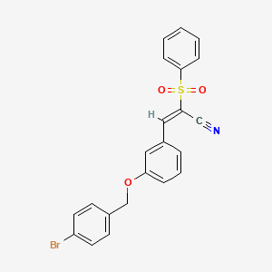 molecular formula C22H16BrNO3S B4686541 3-{3-[(4-bromobenzyl)oxy]phenyl}-2-(phenylsulfonyl)acrylonitrile 