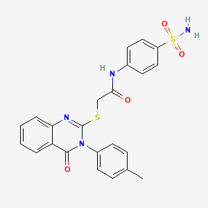 molecular formula C23H20N4O4S2 B4686578 N-[4-(aminosulfonyl)phenyl]-2-{[3-(4-methylphenyl)-4-oxo-3,4-dihydro-2-quinazolinyl]thio}acetamide 