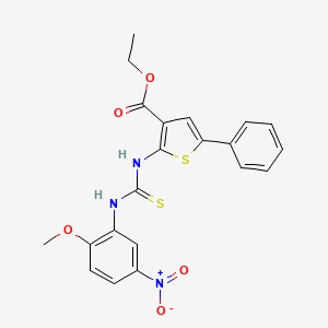 molecular formula C21H19N3O5S2 B4686640 ethyl 2-({[(2-methoxy-5-nitrophenyl)amino]carbonothioyl}amino)-5-phenyl-3-thiophenecarboxylate 