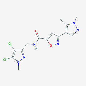 molecular formula C14H14Cl2N6O2 B4686662 N-[(4,5-dichloro-1-methyl-1H-pyrazol-3-yl)methyl]-3-(1,5-dimethyl-1H-pyrazol-4-yl)-5-isoxazolecarboxamide 