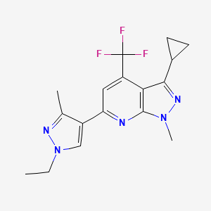 molecular formula C17H18F3N5 B4686731 3-cyclopropyl-6-(1-ethyl-3-methyl-1H-pyrazol-4-yl)-1-methyl-4-(trifluoromethyl)-1H-pyrazolo[3,4-b]pyridine 