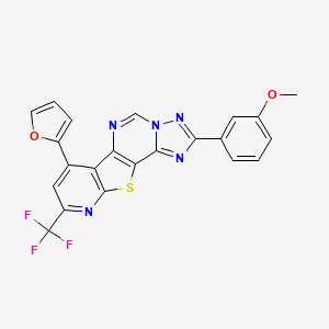 molecular formula C22H12F3N5O2S B4686768 11-(furan-2-yl)-4-(3-methoxyphenyl)-13-(trifluoromethyl)-16-thia-3,5,6,8,14-pentazatetracyclo[7.7.0.02,6.010,15]hexadeca-1(9),2,4,7,10(15),11,13-heptaene 