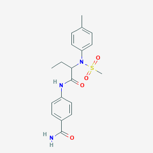 molecular formula C19H23N3O4S B4686844 4-({2-[(4-methylphenyl)(methylsulfonyl)amino]butanoyl}amino)benzamide 