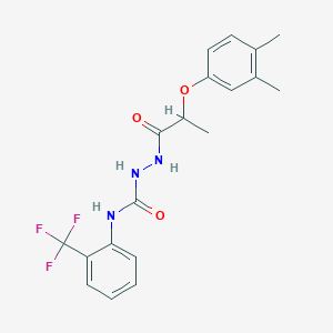 molecular formula C19H20F3N3O3 B4686923 2-[2-(3,4-dimethylphenoxy)propanoyl]-N-[2-(trifluoromethyl)phenyl]hydrazinecarboxamide 