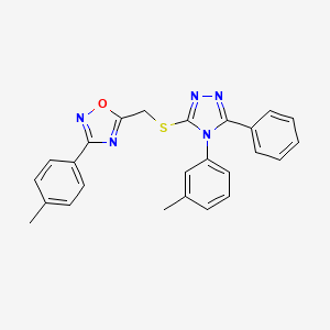 3-(4-methylphenyl)-5-({[4-(3-methylphenyl)-5-phenyl-4H-1,2,4-triazol-3-yl]thio}methyl)-1,2,4-oxadiazole