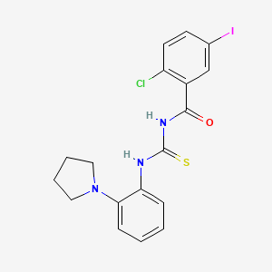 2-chloro-5-iodo-N-({[2-(1-pyrrolidinyl)phenyl]amino}carbonothioyl)benzamide