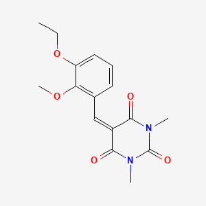 molecular formula C16H18N2O5 B4686967 5-(3-ethoxy-2-methoxybenzylidene)-1,3-dimethyl-2,4,6(1H,3H,5H)-pyrimidinetrione 