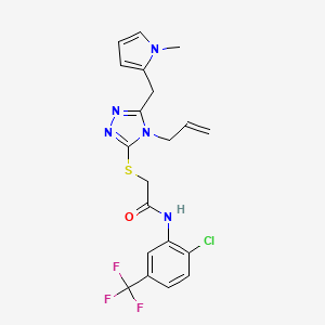 molecular formula C20H19ClF3N5OS B4686987 2-({4-allyl-5-[(1-methyl-1H-pyrrol-2-yl)methyl]-4H-1,2,4-triazol-3-yl}thio)-N-[2-chloro-5-(trifluoromethyl)phenyl]acetamide 