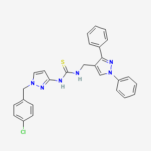 molecular formula C27H23ClN6S B4687009 N-[1-(4-chlorobenzyl)-1H-pyrazol-3-yl]-N'-[(1,3-diphenyl-1H-pyrazol-4-yl)methyl]thiourea 