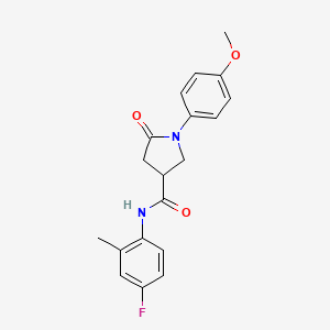 molecular formula C19H19FN2O3 B4687012 N-(4-fluoro-2-methylphenyl)-1-(4-methoxyphenyl)-5-oxo-3-pyrrolidinecarboxamide 