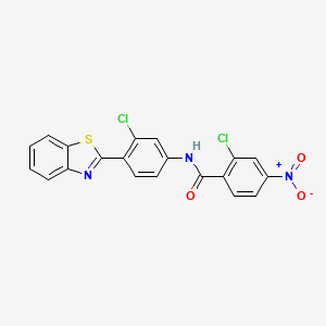 molecular formula C20H11Cl2N3O3S B4687041 N-[4-(1,3-benzothiazol-2-yl)-3-chlorophenyl]-2-chloro-4-nitrobenzamide 