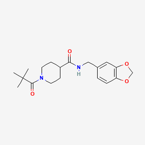 N-(1,3-benzodioxol-5-ylmethyl)-1-(2,2-dimethylpropanoyl)-4-piperidinecarboxamide