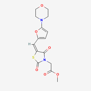 molecular formula C15H16N2O6S B4687102 methyl [(5E)-5-{[5-(morpholin-4-yl)furan-2-yl]methylidene}-2,4-dioxo-1,3-thiazolidin-3-yl]acetate 