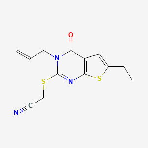 molecular formula C13H13N3OS2 B4687252 [(3-allyl-6-ethyl-4-oxo-3,4-dihydrothieno[2,3-d]pyrimidin-2-yl)thio]acetonitrile 