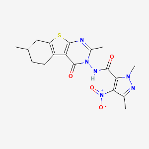 N-(2,7-dimethyl-4-oxo-5,6,7,8-tetrahydro[1]benzothieno[2,3-d]pyrimidin-3(4H)-yl)-1,3-dimethyl-4-nitro-1H-pyrazole-5-carboxamide