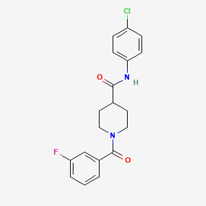 molecular formula C19H18ClFN2O2 B4687283 N-(4-chlorophenyl)-1-(3-fluorobenzoyl)piperidine-4-carboxamide 