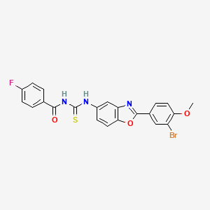 N-({[2-(3-bromo-4-methoxyphenyl)-1,3-benzoxazol-5-yl]amino}carbonothioyl)-4-fluorobenzamide