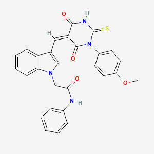 2-(3-{(Z)-[1-(4-methoxyphenyl)-4,6-dioxo-2-thioxotetrahydropyrimidin-5(2H)-ylidene]methyl}-1H-indol-1-yl)-N-phenylacetamide