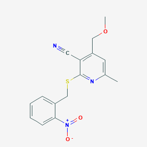 molecular formula C16H15N3O3S B4687414 4-(methoxymethyl)-6-methyl-2-[(2-nitrobenzyl)thio]nicotinonitrile 