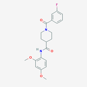 molecular formula C21H23FN2O4 B4687445 N-(2,4-dimethoxyphenyl)-1-(3-fluorobenzoyl)-4-piperidinecarboxamide 