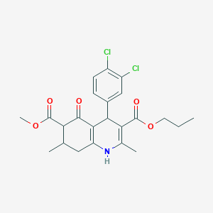 molecular formula C23H25Cl2NO5 B4687475 6-methyl 3-propyl 4-(3,4-dichlorophenyl)-2,7-dimethyl-5-oxo-1,4,5,6,7,8-hexahydro-3,6-quinolinedicarboxylate 