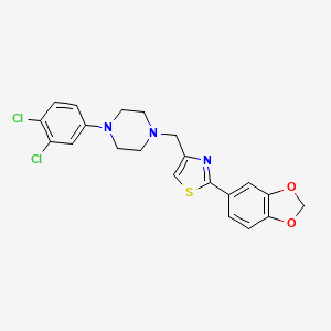 molecular formula C21H19Cl2N3O2S B4687478 1-{[2-(1,3-benzodioxol-5-yl)-1,3-thiazol-4-yl]methyl}-4-(3,4-dichlorophenyl)piperazine 