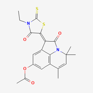 molecular formula C21H20N2O4S2 B4687586 1-(3-ethyl-4-oxo-2-thioxo-1,3-thiazolidin-5-ylidene)-4,4,6-trimethyl-2-oxo-1,2-dihydro-4H-pyrrolo[3,2,1-ij]quinolin-8-yl acetate 