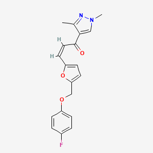 1-(1,3-dimethyl-1H-pyrazol-4-yl)-3-{5-[(4-fluorophenoxy)methyl]-2-furyl}-2-propen-1-one