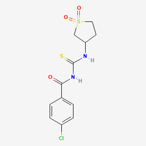 molecular formula C12H13ClN2O3S2 B4687752 4-chloro-N-{[(1,1-dioxidotetrahydro-3-thienyl)amino]carbonothioyl}benzamide 