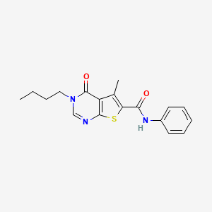 molecular formula C18H19N3O2S B4687778 3-butyl-5-methyl-4-oxo-N-phenyl-3,4-dihydrothieno[2,3-d]pyrimidine-6-carboxamide 