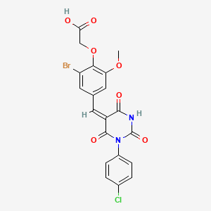 (2-bromo-4-{[1-(4-chlorophenyl)-2,4,6-trioxotetrahydro-5(2H)-pyrimidinylidene]methyl}-6-methoxyphenoxy)acetic acid