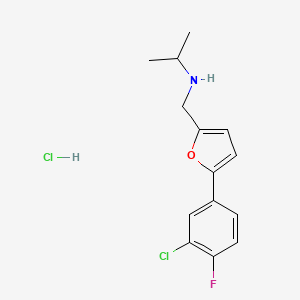 molecular formula C14H16Cl2FNO B4687840 N-{[5-(3-chloro-4-fluorophenyl)-2-furyl]methyl}propan-2-amine hydrochloride 