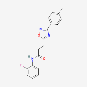 molecular formula C18H16FN3O2 B4687887 N-(2-fluorophenyl)-3-[3-(4-methylphenyl)-1,2,4-oxadiazol-5-yl]propanamide 