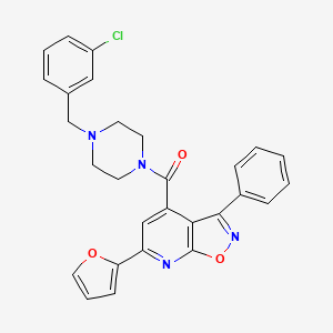 molecular formula C28H23ClN4O3 B4687922 4-{[4-(3-chlorobenzyl)-1-piperazinyl]carbonyl}-6-(2-furyl)-3-phenylisoxazolo[5,4-b]pyridine 