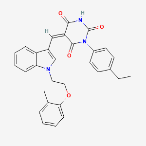 molecular formula C30H27N3O4 B4687961 1-(4-ethylphenyl)-5-({1-[2-(2-methylphenoxy)ethyl]-1H-indol-3-yl}methylene)-2,4,6(1H,3H,5H)-pyrimidinetrione 