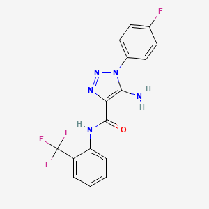 molecular formula C16H11F4N5O B4687967 5-amino-1-(4-fluorophenyl)-N-[2-(trifluoromethyl)phenyl]-1H-1,2,3-triazole-4-carboxamide 