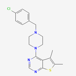 molecular formula C19H21ClN4S B4687986 4-[4-(4-chlorobenzyl)-1-piperazinyl]-5,6-dimethylthieno[2,3-d]pyrimidine 