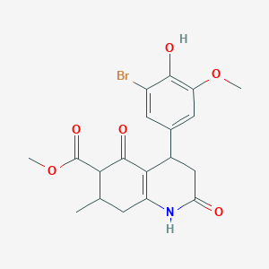 molecular formula C19H20BrNO6 B4687994 methyl 4-(3-bromo-4-hydroxy-5-methoxyphenyl)-7-methyl-2,5-dioxo-1,2,3,4,5,6,7,8-octahydro-6-quinolinecarboxylate 