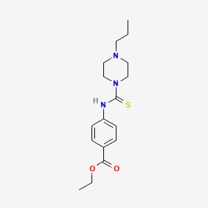 molecular formula C17H25N3O2S B4688021 ethyl 4-{[(4-propyl-1-piperazinyl)carbonothioyl]amino}benzoate 