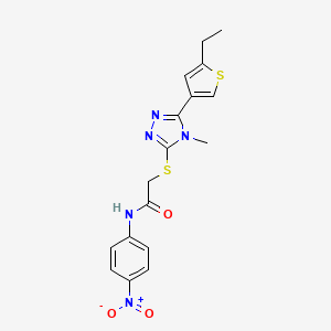 molecular formula C17H17N5O3S2 B4688061 2-{[5-(5-ethyl-3-thienyl)-4-methyl-4H-1,2,4-triazol-3-yl]thio}-N-(4-nitrophenyl)acetamide 