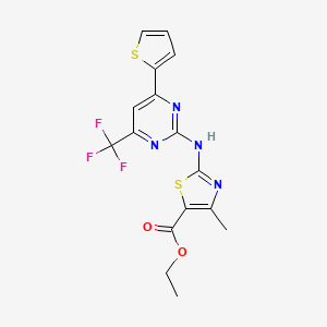 ethyl 4-methyl-2-{[4-(2-thienyl)-6-(trifluoromethyl)pyrimidin-2-yl]amino}-1,3-thiazole-5-carboxylate