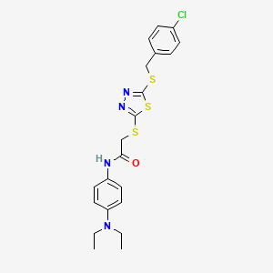 molecular formula C21H23ClN4OS3 B4688130 2-({5-[(4-chlorobenzyl)thio]-1,3,4-thiadiazol-2-yl}thio)-N-[4-(diethylamino)phenyl]acetamide 